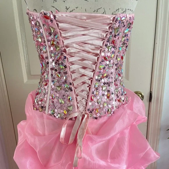 CINDERELLA Pink Corset Sequin Ball Gown Size 6 - Picture 5 of 5